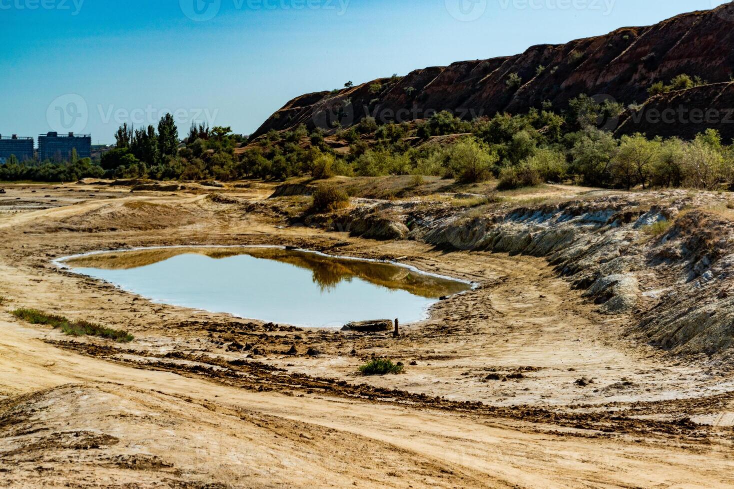 Hyperhaline Kuyalnik estuary. Salty coastal lake near the shore of a reservoir photo