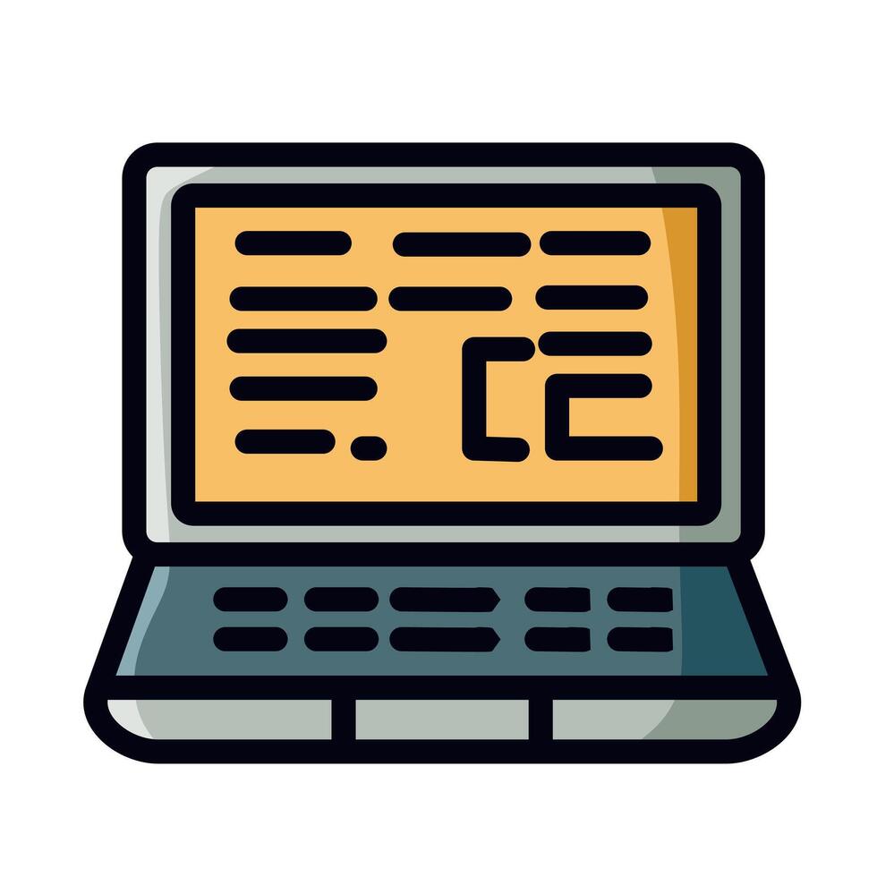 Laptop icon with gray and orange colors vector