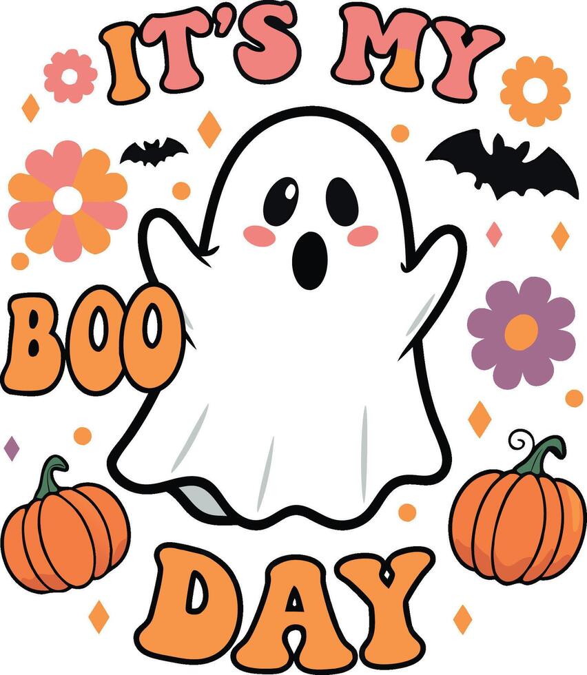 It's my boo day t-shirt design for halloween vector