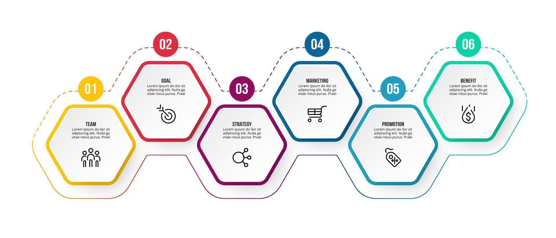 Hexagon infographic timeline template. vector