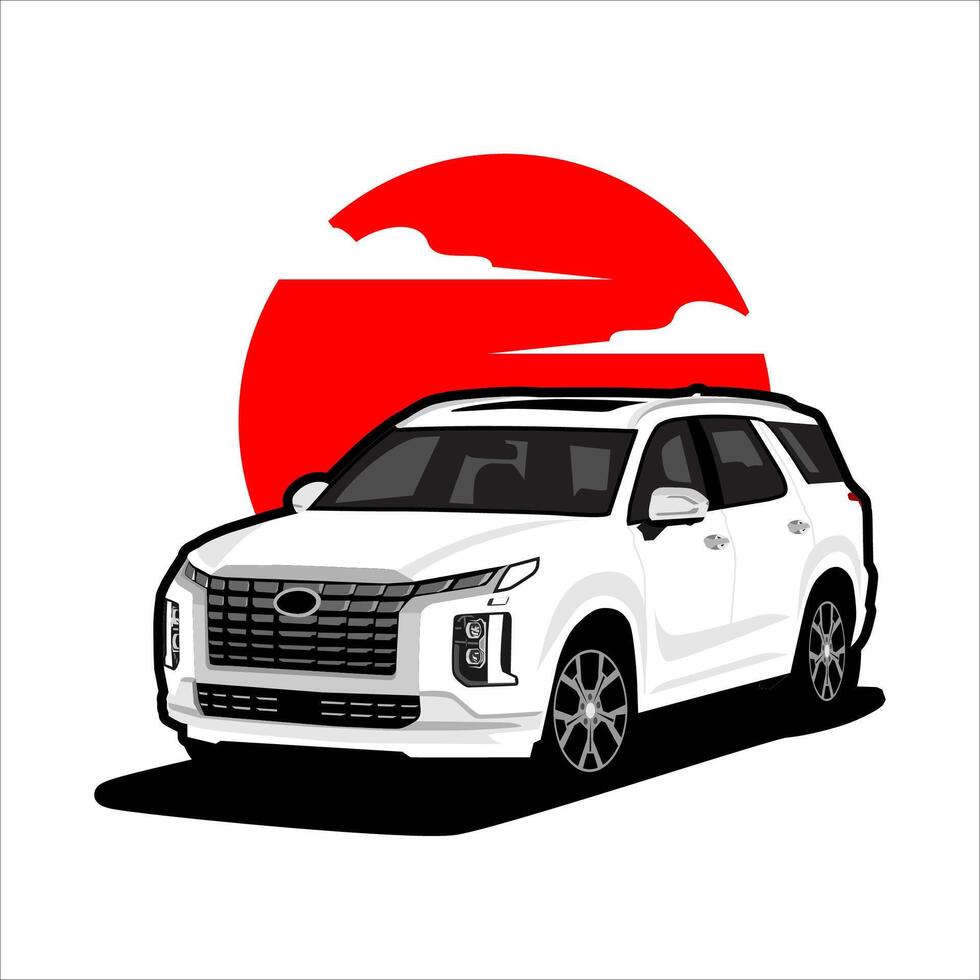 premium suv car model 3d cartoon vector