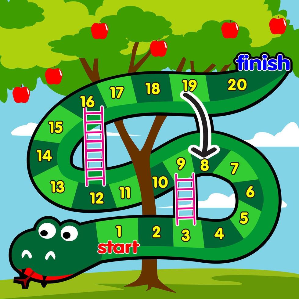 Snake and ladder board game cartoon cute vector