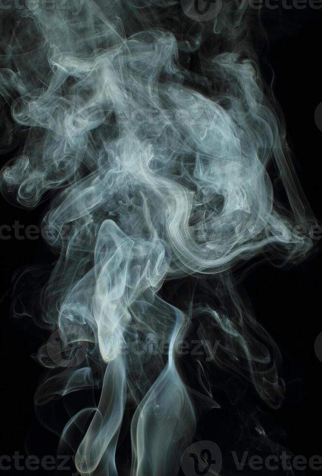 Abstract White Smoke Texture Moves on Black Background Plume of Smoke Wave Design Wallpaper. Design Element. Abstract Texture photo