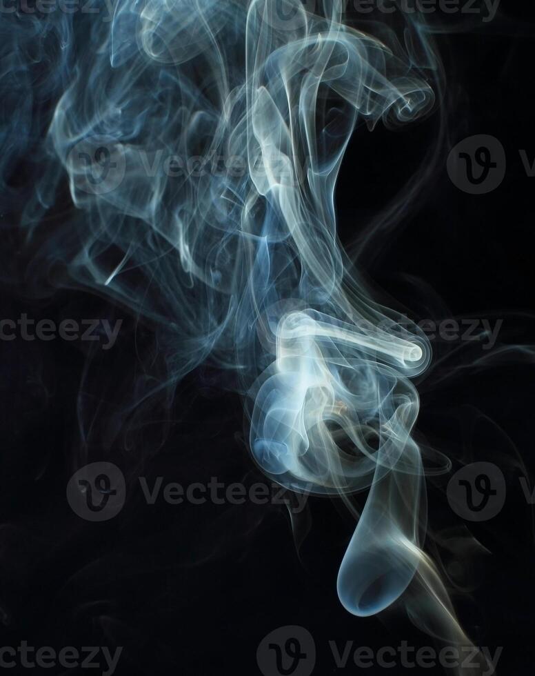 Abstract White Smoke Texture Moves on Black Background Plume of Smoke Wave Design Wallpaper. Design Element. Abstract Texture photo