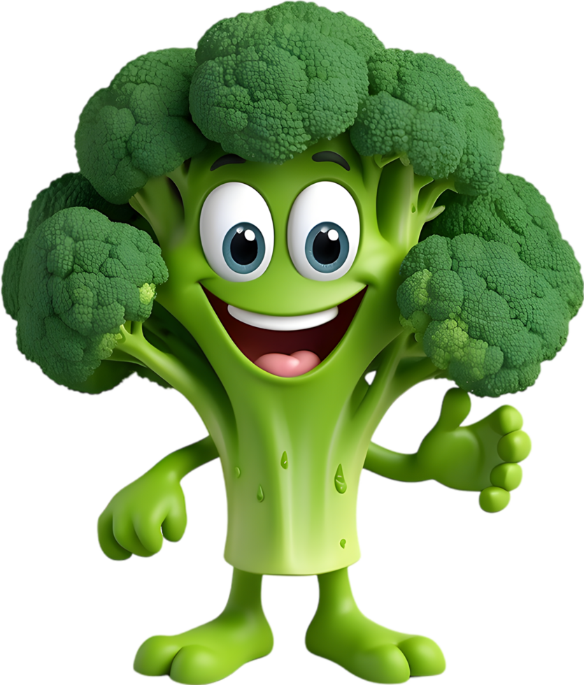 Playful Broccoli Character for Nutrition Education. . png