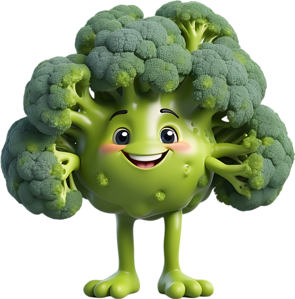 Charming Smiling Broccoli for Art Projects. . png