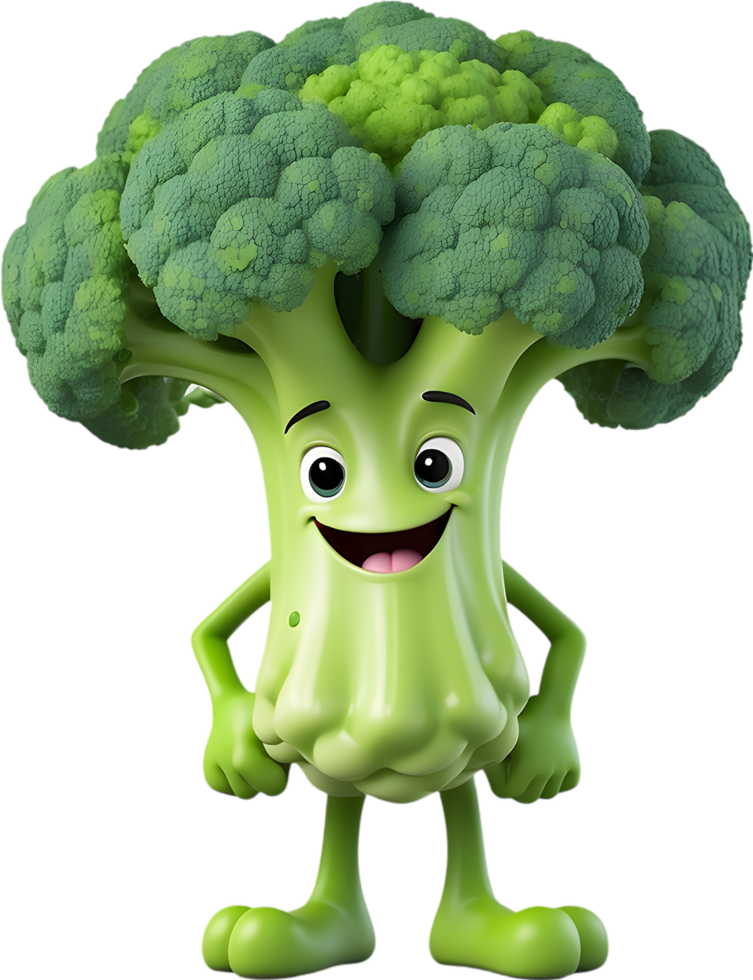 Playful Broccoli Clipart for Childrens Projects. . png