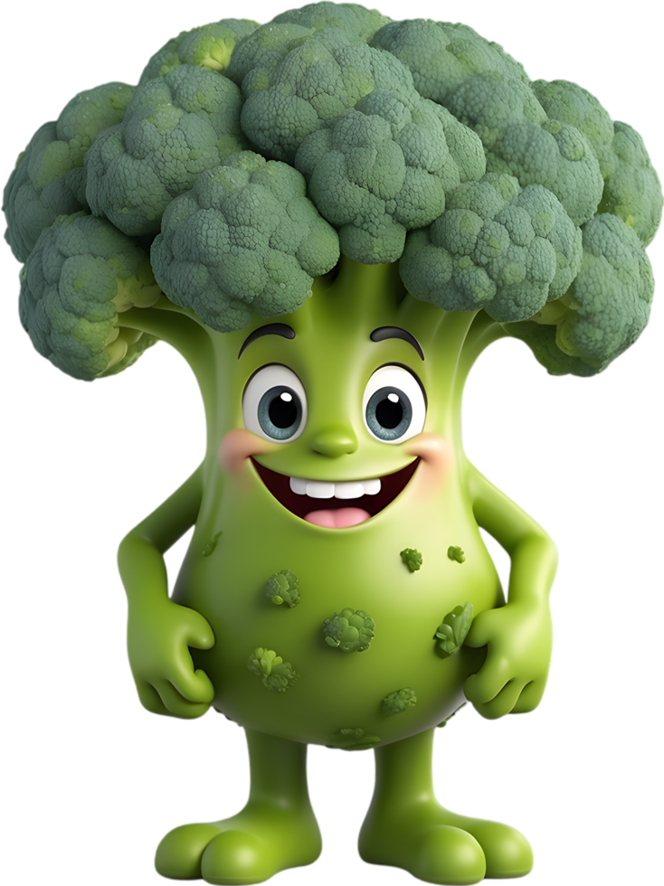 Smiling Broccoli Clipart for Educational Materials. . png