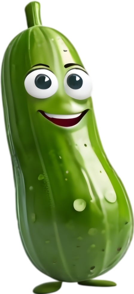Playful Cucumber Character for Animation Projects. . png