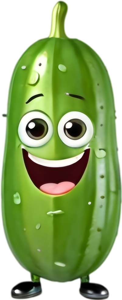 Happy Cucumber Cartoon for Summer Fun. . png