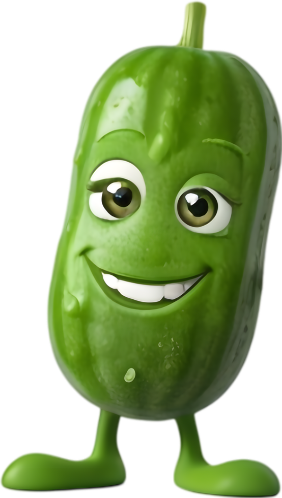Happy Cucumber Character for Childrens Crafts. . png