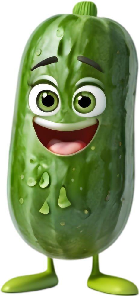 Cute Cucumber Illustration for Farm Themes. . png