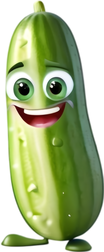 Adorable Cucumber Cartoon for Fun Designs. . png