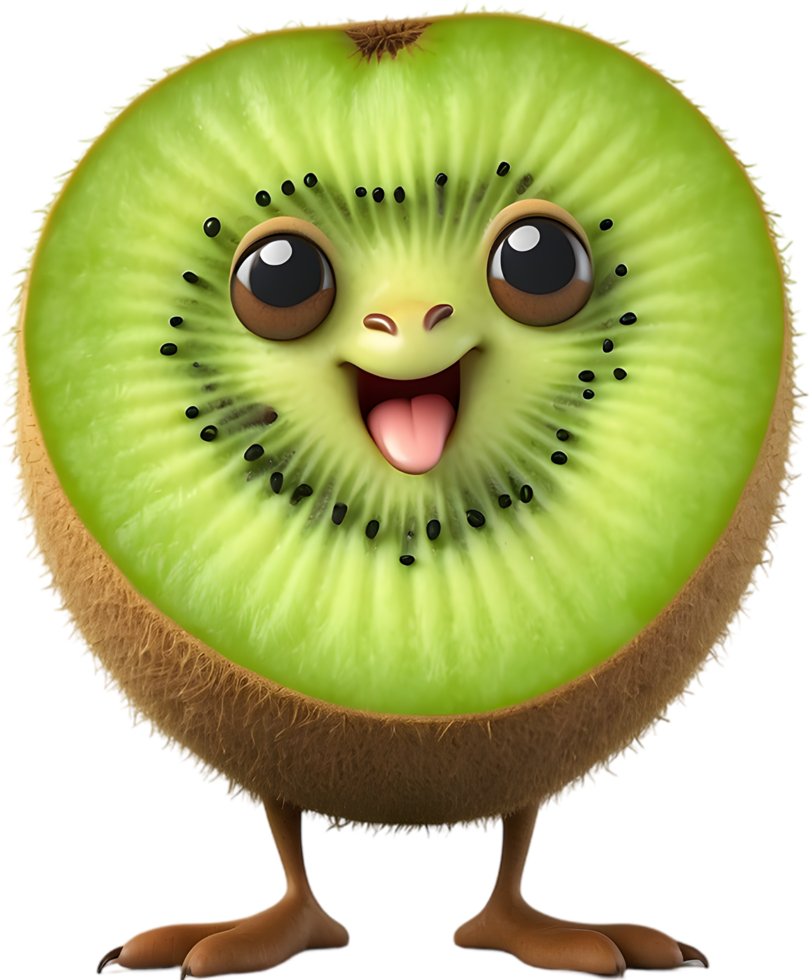 Delightful Kiwi Fruit Cartoon for Graphic Projects. . png