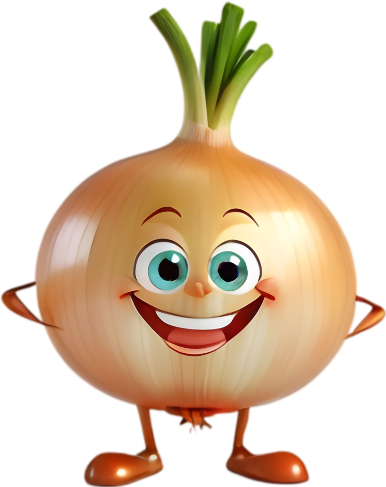 Cute Onion Cartoon Clipart Perfect for Kitchen Infographics . . png