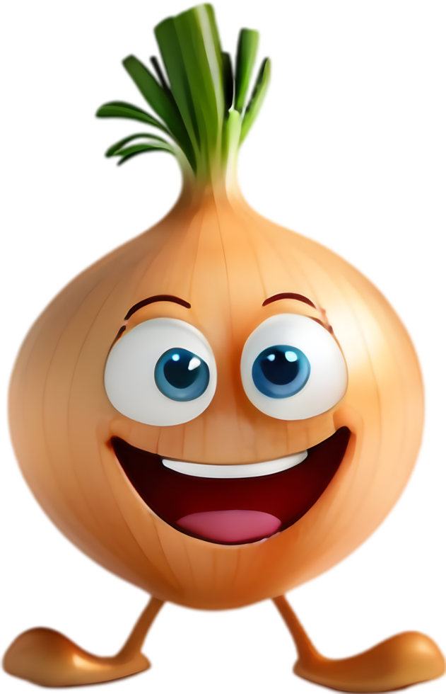 Playful Onion Cartoon Clipart Great for Kitchen Towels . . png