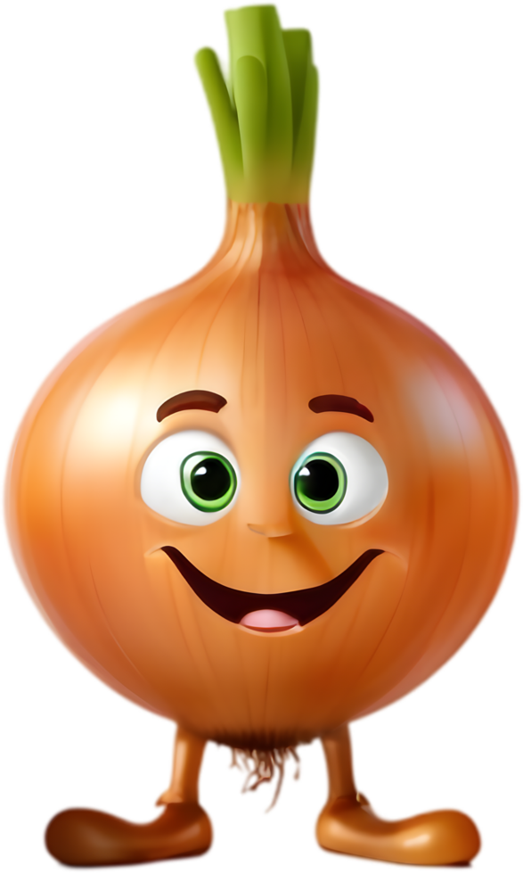 Whimsical Onion Cartoon Clipart Great for Culinary Presentations . . png
