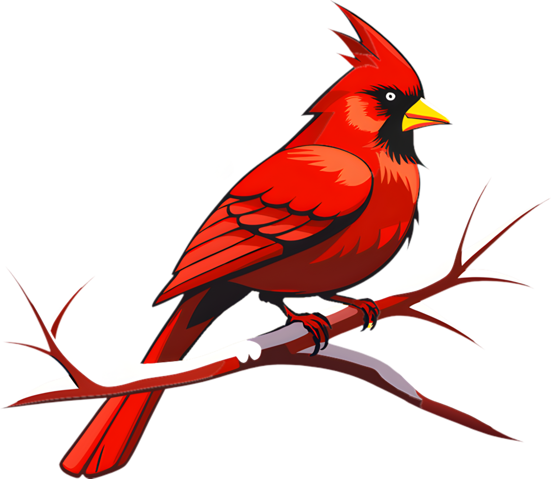 Vivid Cardinal Bird Illustration for Projects. . png