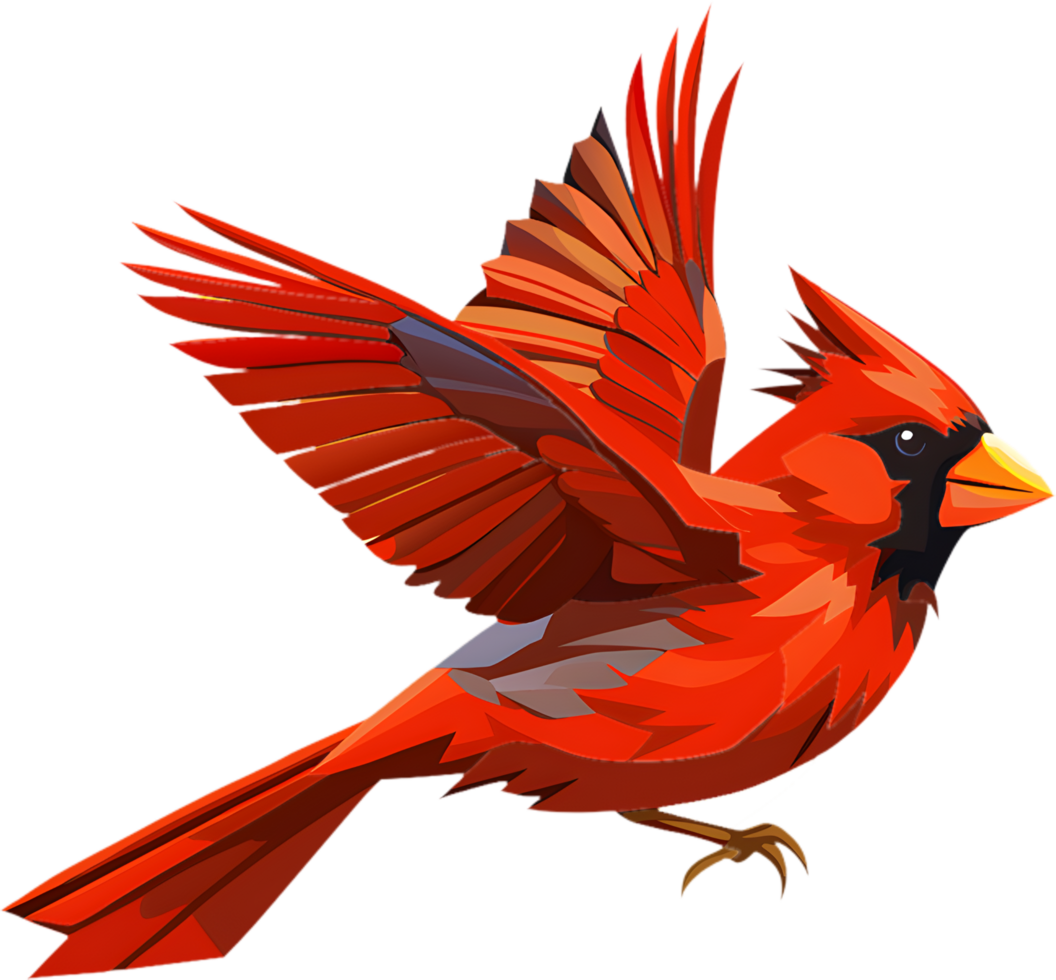 Cardinal Bird Clipart in Bright Hues. . png