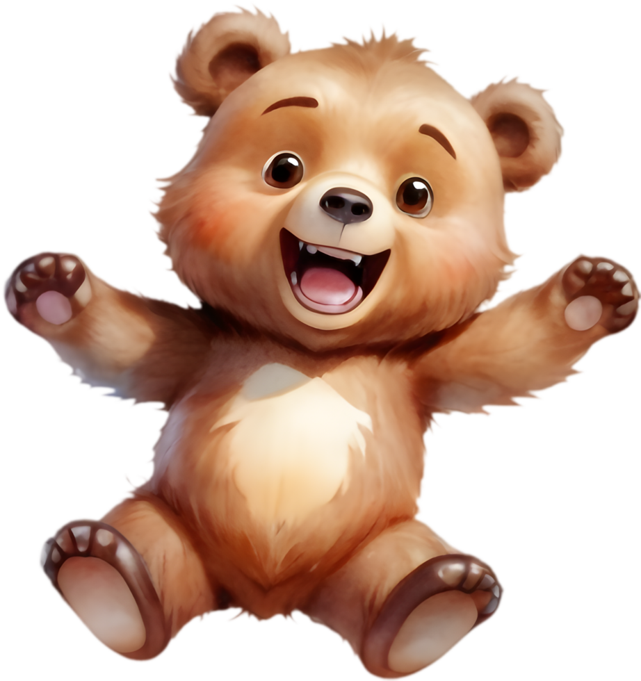 Cute Bear on Swing Cartoon Illustration. . png