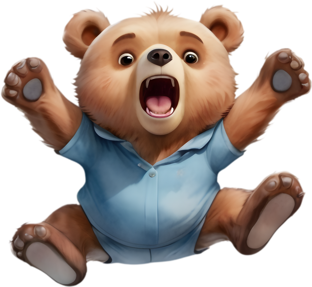 Cute Bear on a Cloud Cartoon Art. . png