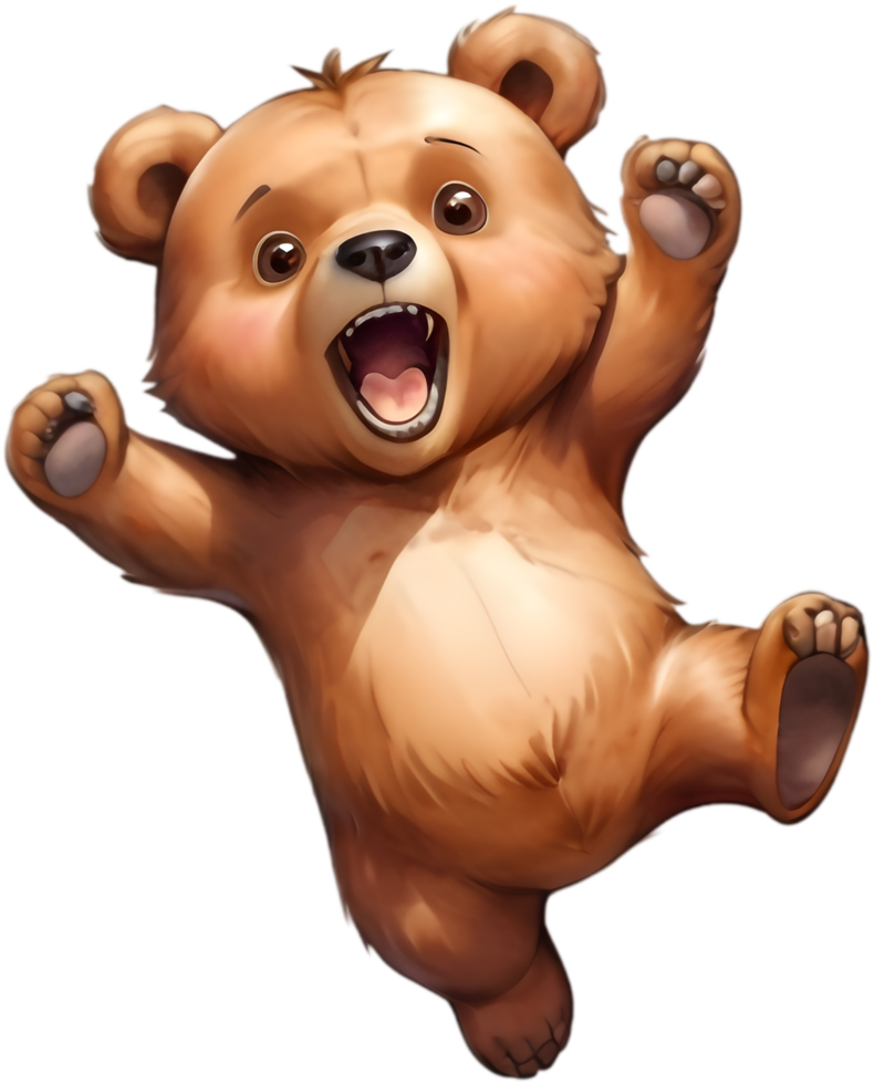 Adorable Bear in Forest Scene Clipart. . png
