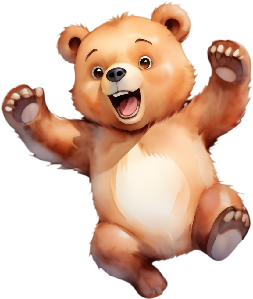 Sweet Bear Holding Flower Cartoon. . png