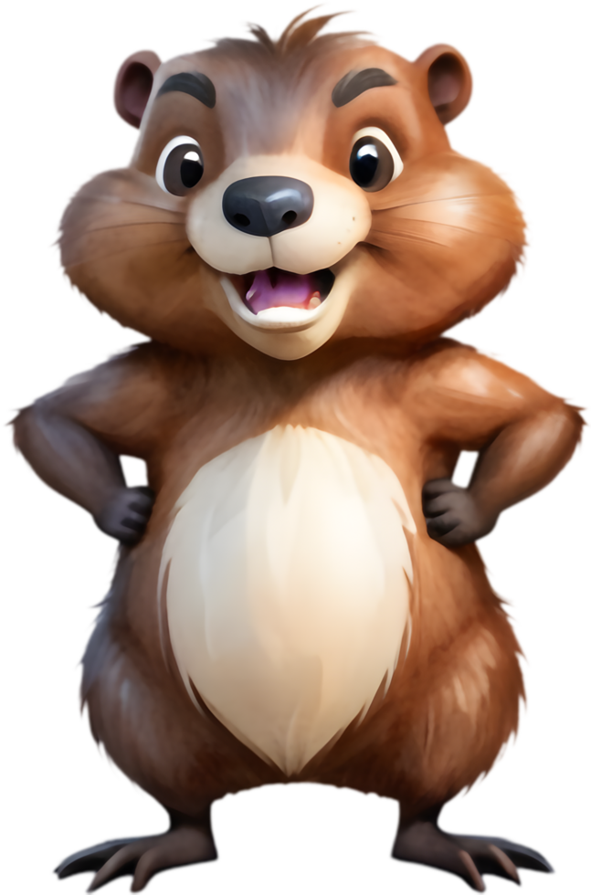 Playful Beaver Cartoon Image for Fun. . png