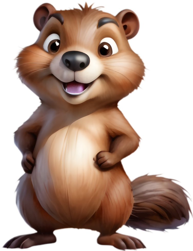 Funny Beaver Cartoon with Big Tail. . png