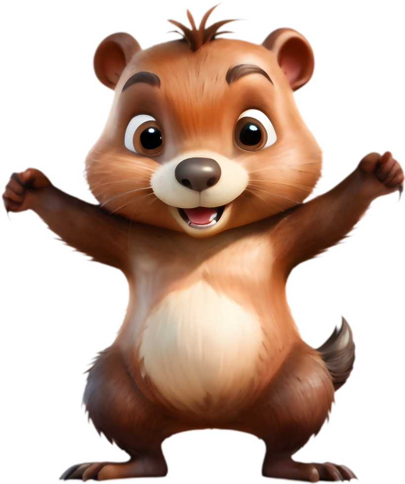Playful Cartoon Beaver for Digital Art. . png