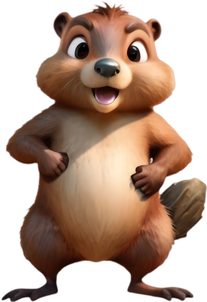 Cute Beaver Character with a Smile. . png