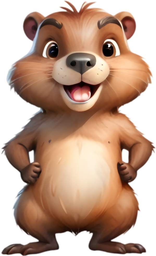 Cartoon Beaver with Big Teeth Clipart. . png