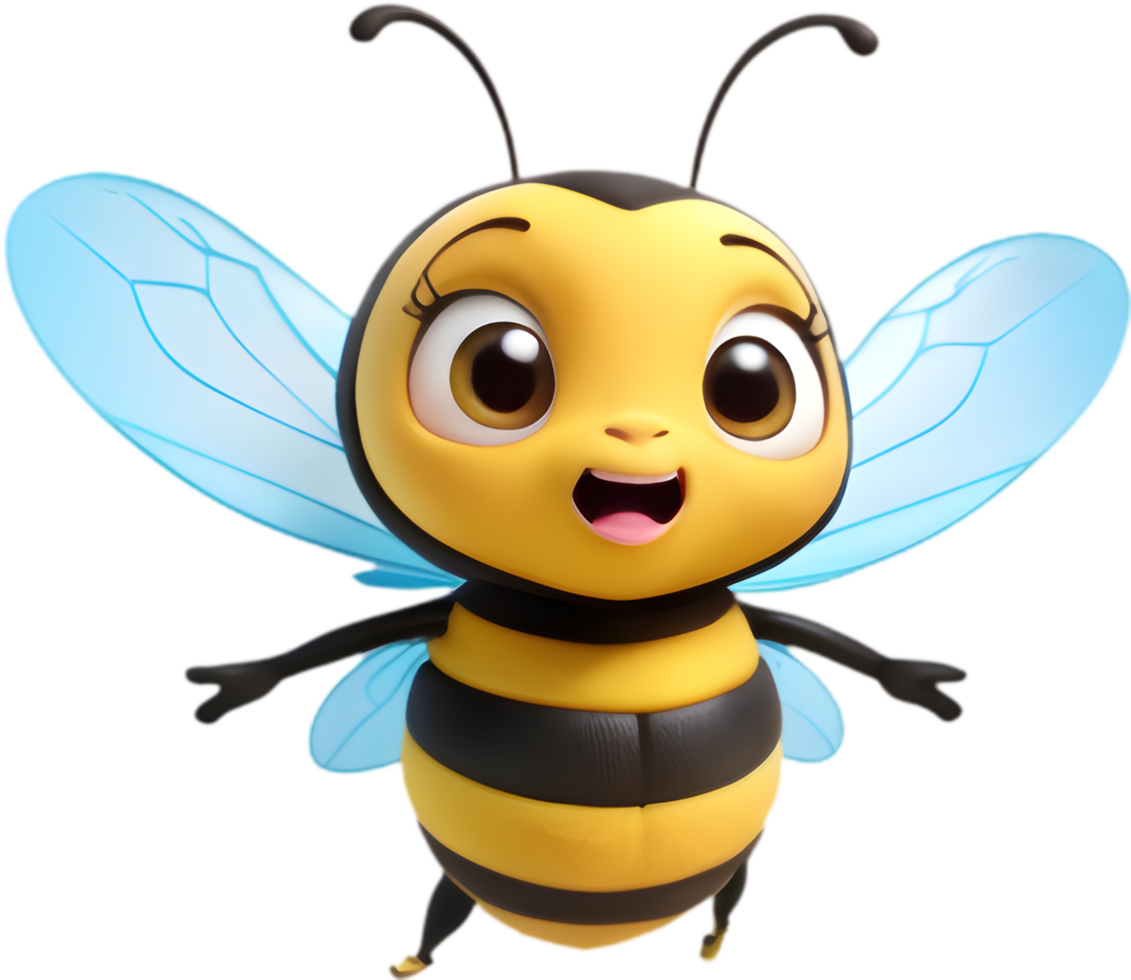 Adorable Cartoon Bee, Sweet Honey Maker Clipart. .Bright Bee Cartoon Clipart for Crafting. . png