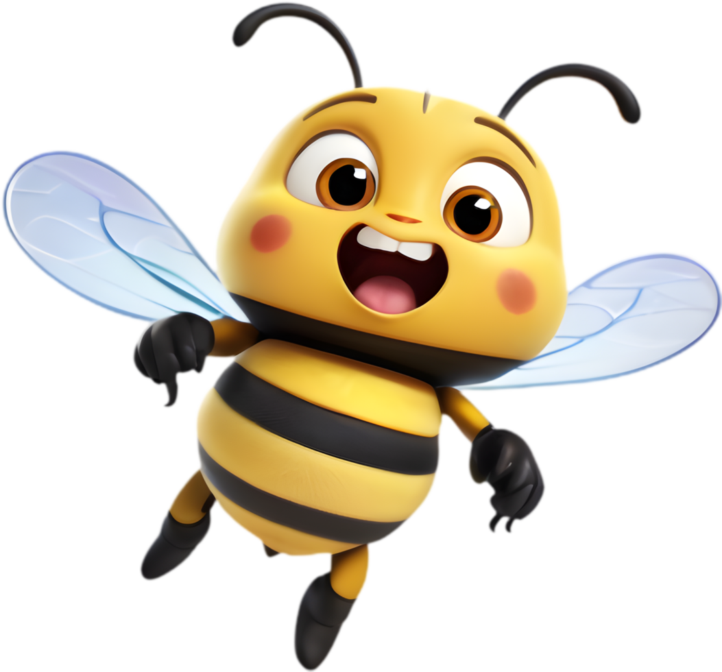 Adorable Cartoon Bee, Sweet Honey Maker Clipart. .Playful Bee Cartoon Clipart for Teachers. . png