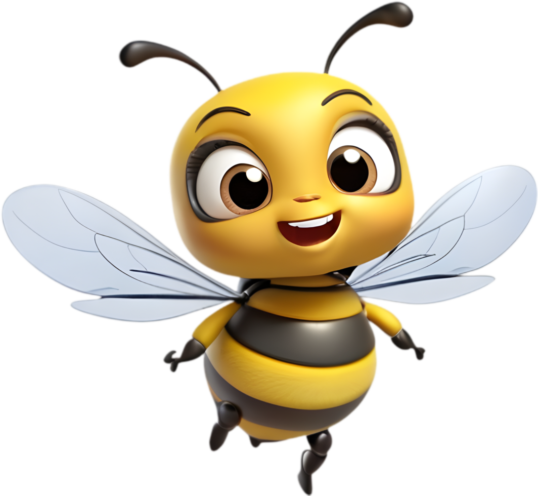 Adorable Cartoon Bee, Sweet Honey Maker Clipart. .Colorful Cute Bee Clipart for Logos. . png