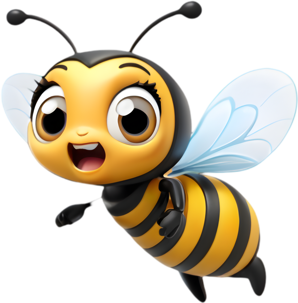 Adorable Cartoon Bee, Sweet Honey Maker Clipart. .Happy Bee Cartoon Art for Kids. . png
