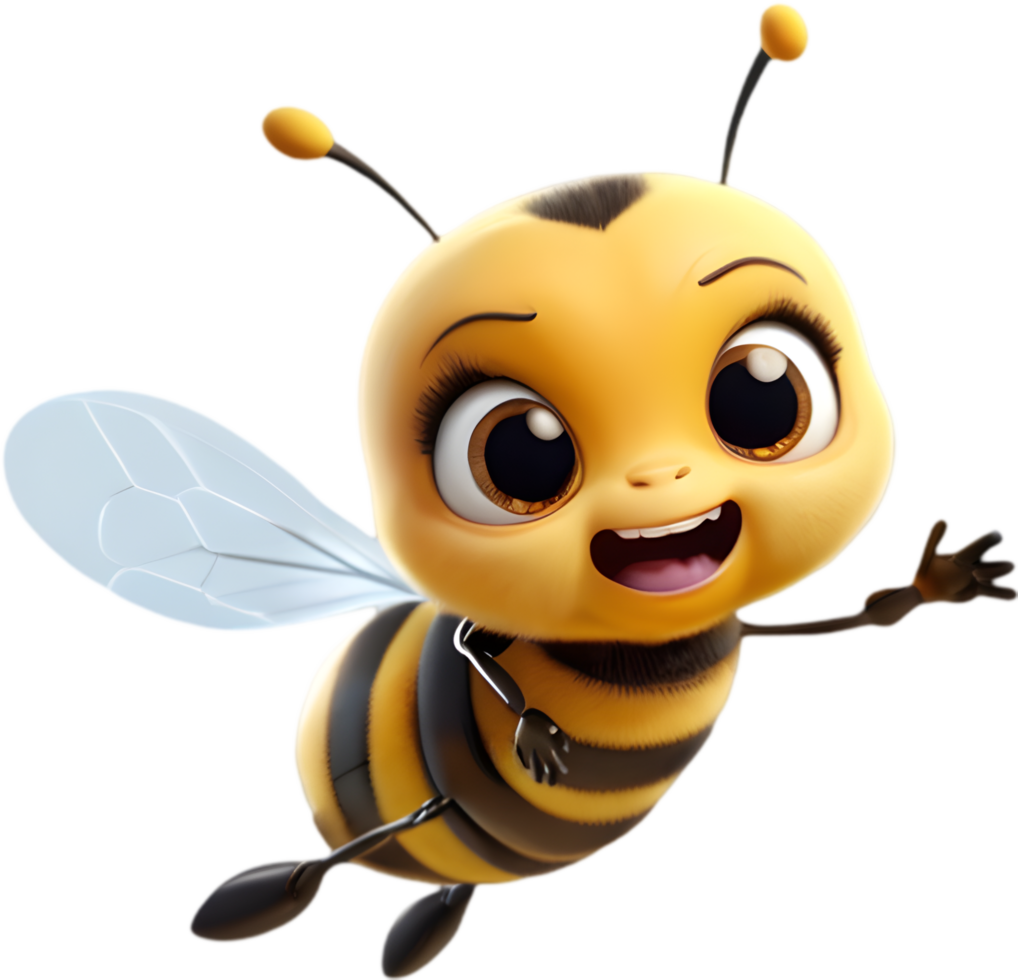 Adorable Cartoon Bee, Sweet Honey Maker Clipart. .Cute Bee Clipart for Websites and Blogs. . png