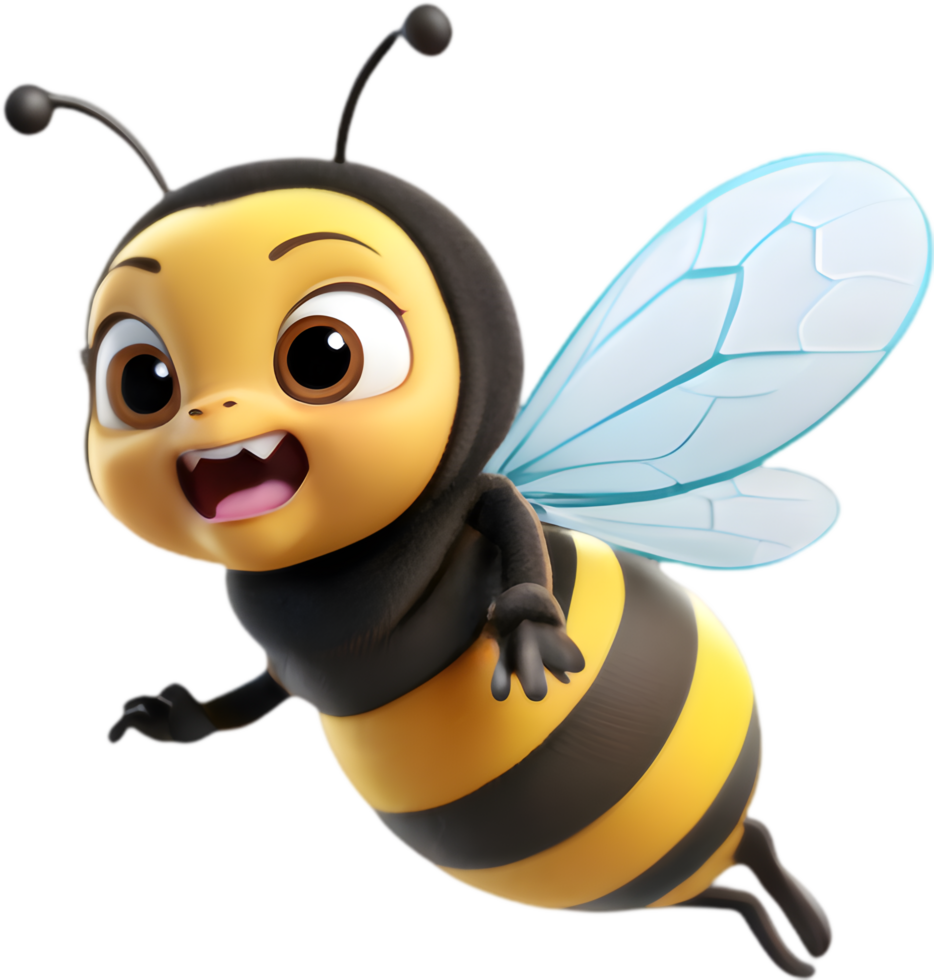 Adorable Cartoon Bee, Sweet Honey Maker Clipart. .Cute Honey Bee Cartoon Character Clipart. . png