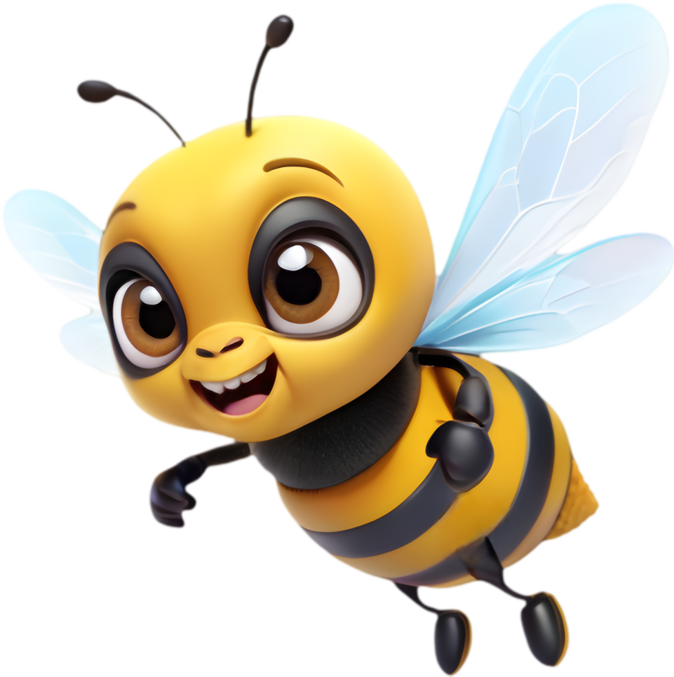 Smiling Bee Cartoon Clipart for Projects. . png