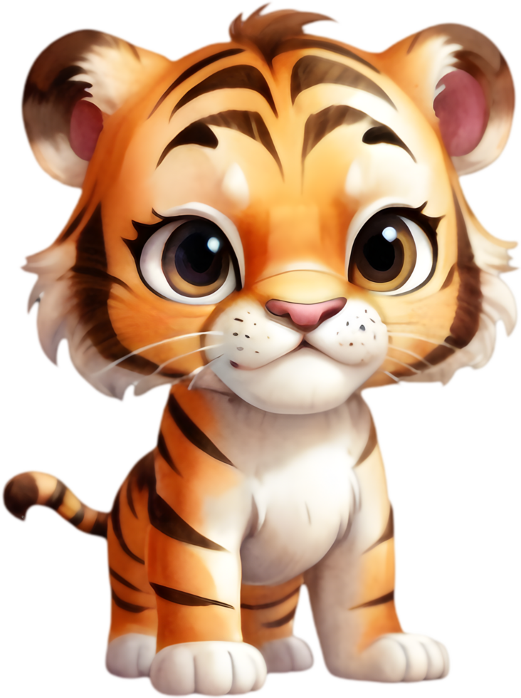 Playful Tiger Character in Cartoon Style. . png