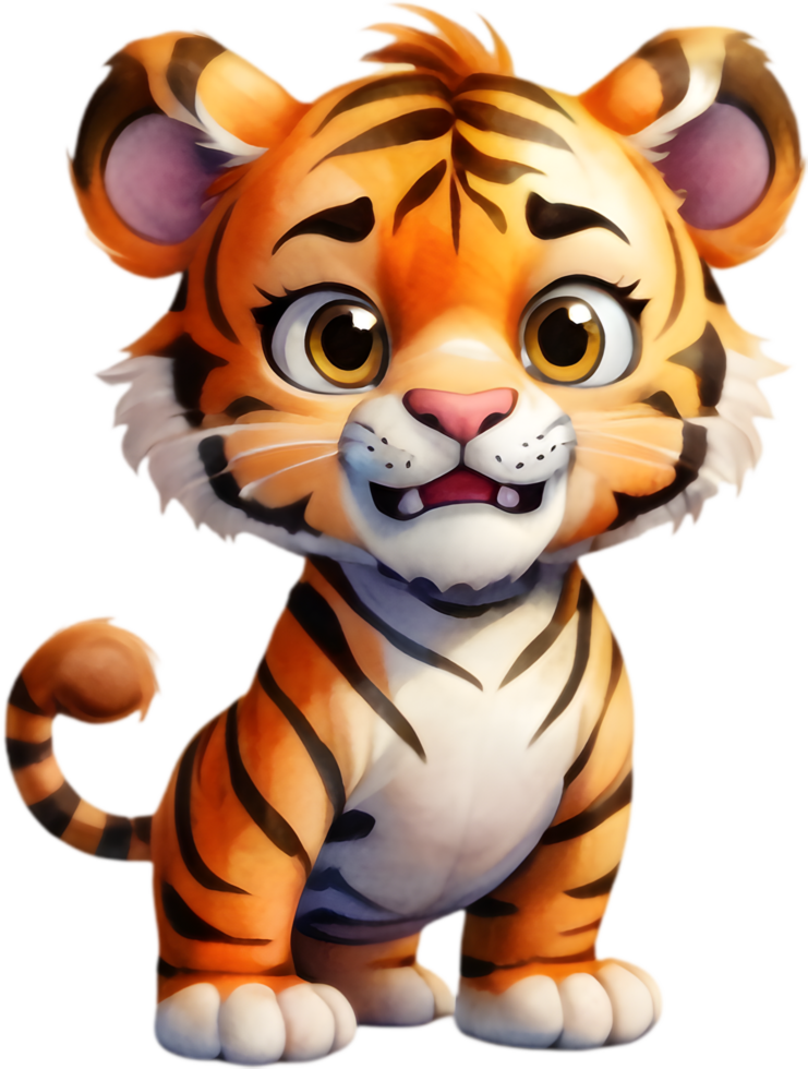 Adorable Baby Tiger Cartoon Clipart Design. . png