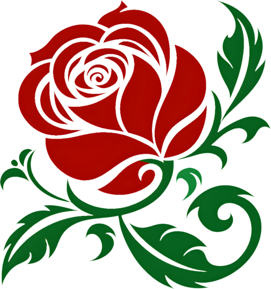 Bold Red Rose Stencil Art. . png