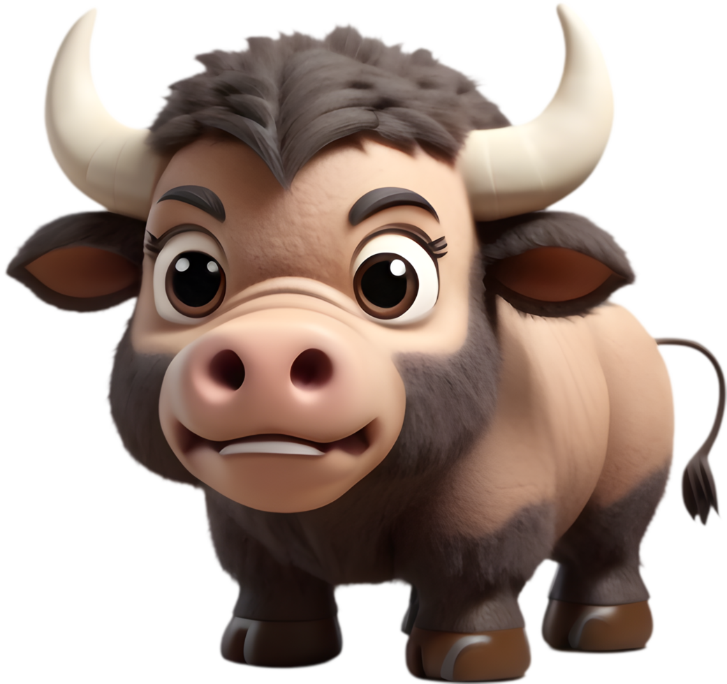 Colorful Cartoon Buffalo for Childrens Games. . png