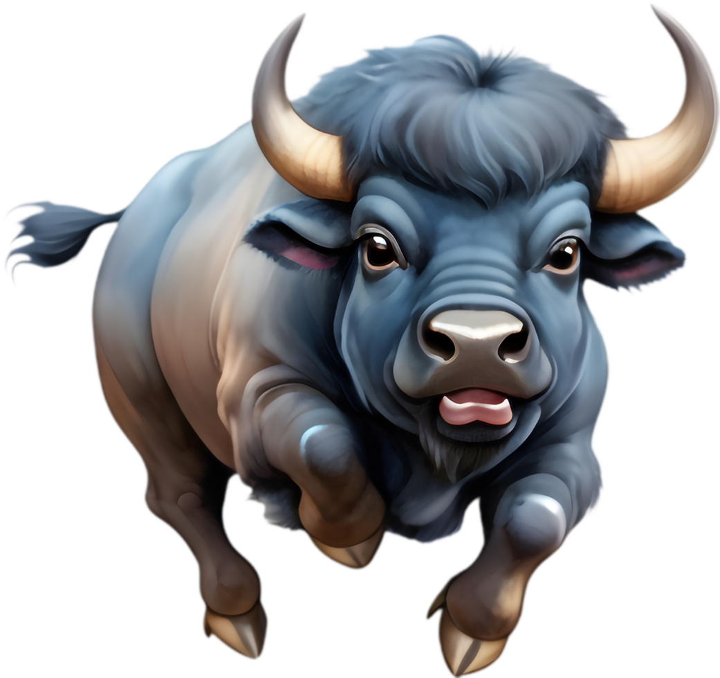 Colorful Cartoon Buffalo for Educational Resources. . png