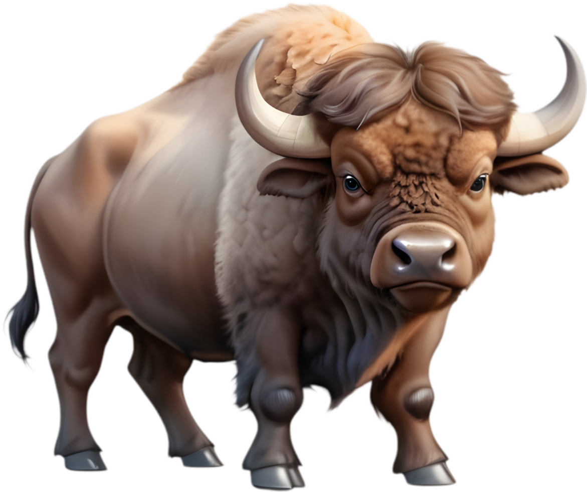 Fun Cartoon Buffalo for School Projects. . png
