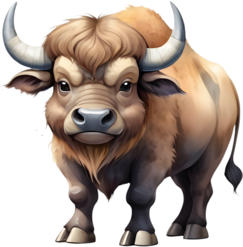 Playful Cartoon Buffalo Illustrations for Kids. . png