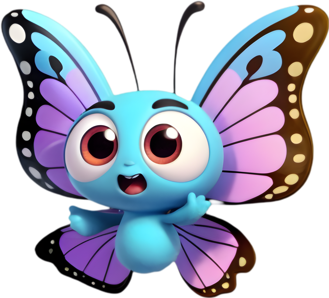 Delightful Cartoon Butterfly Clipart for Textile Designs. . png