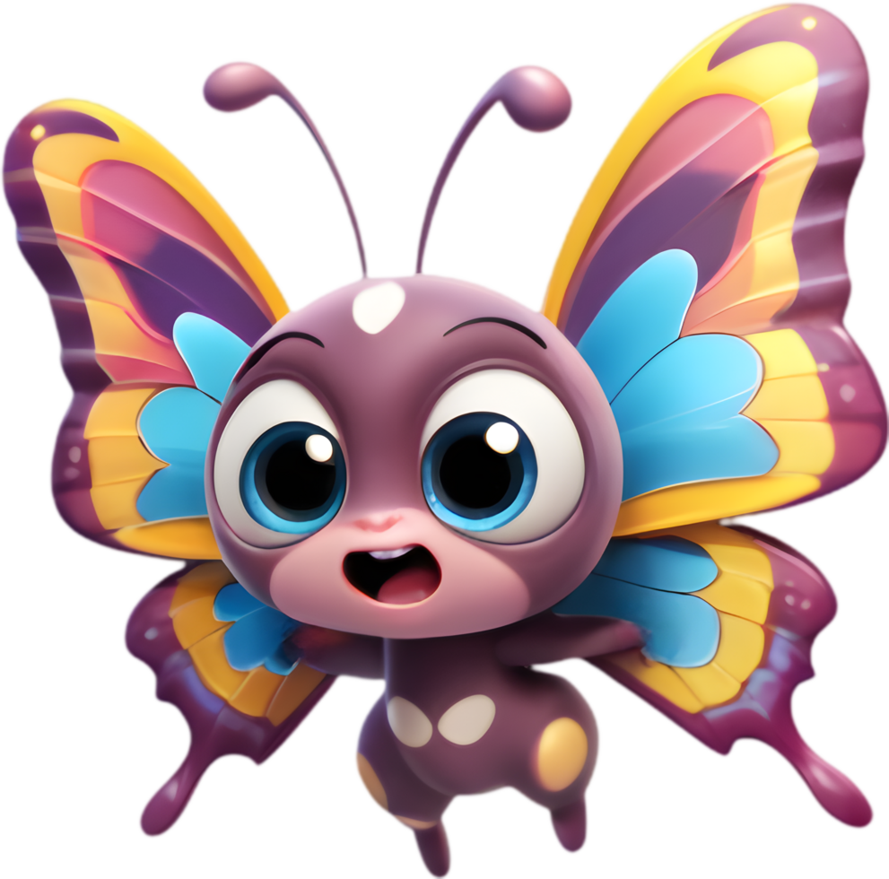 Colorful Cartoon Butterfly Clipart for Advertising. . png