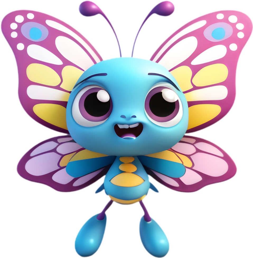 Vibrant Cartoon Butterfly Clipart for Backgrounds. . png