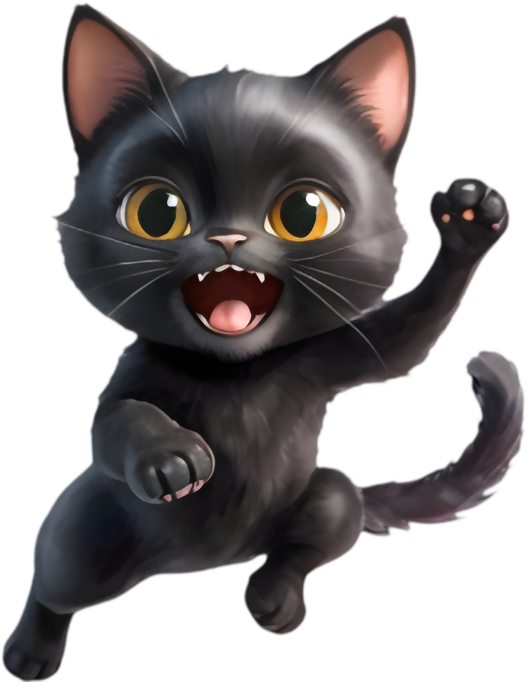 Adorable Cartoon Kitten with Bandaged Paw. .Fun Cartoon Cat Clipart for Animations. . png